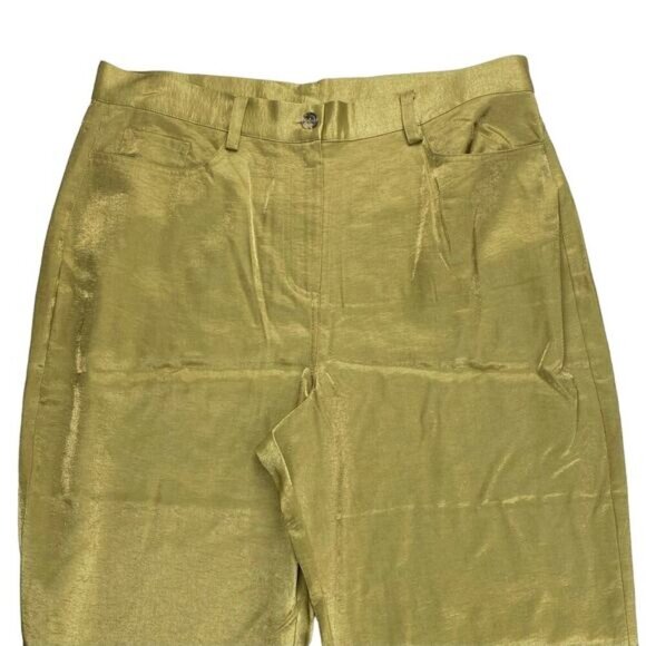 NWT FRENCH CONNECTION Cammie Shimmer Flare Trousers Sz 12 Nutria - Picture 5 of 8